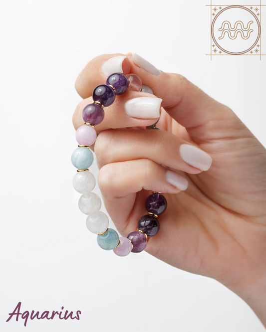 Aquarius Zodiac Bracelet for Women – “Celestial Mind” | Handmade with Natural Stones