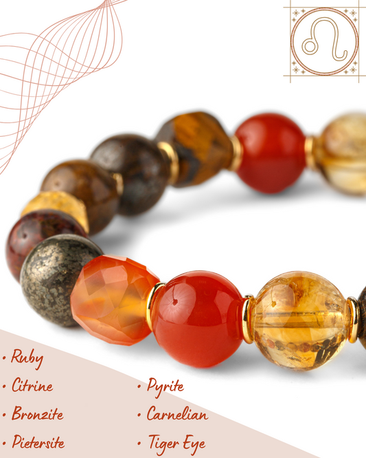 Leo Zodiac Bracelet for Women – “Radiant Power” | Natural Gemstone Astrology Jewelry