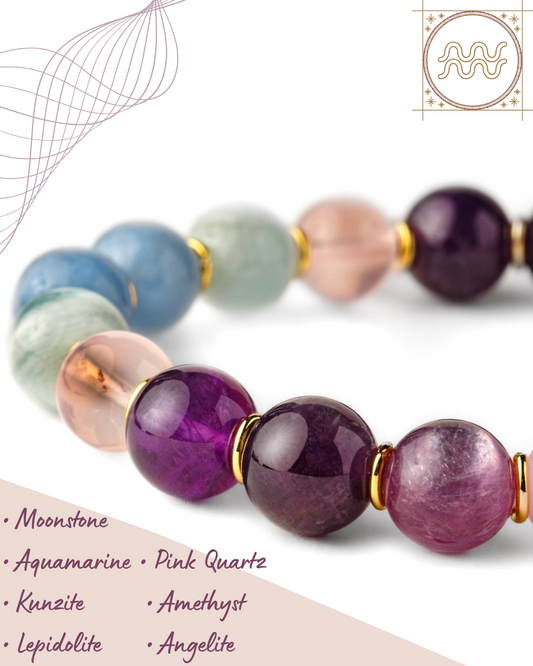 Aquarius Zodiac Bracelet for Women – “Celestial Mind” | Handmade with Natural Stones