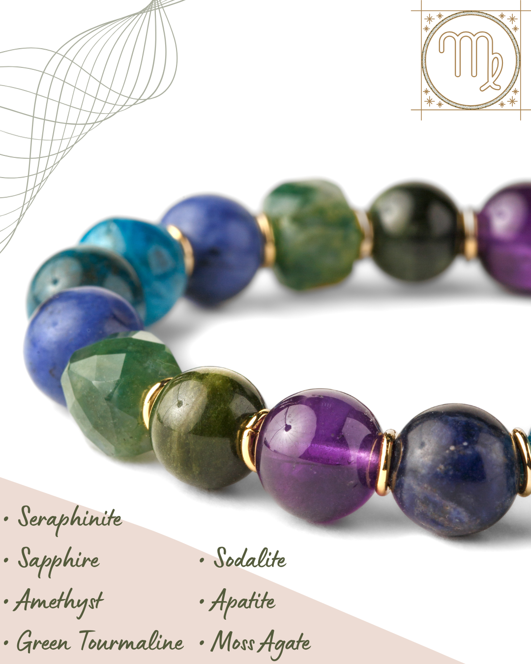 Virgo Zodiac Bracelet for Women – “Inner Wisdom” | Natural Gemstone Astrology Jewelry