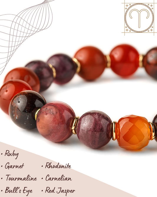 Aries Zodiac Bracelet for Women – “Fire Within” | Natural Crystal Astrology Jewelry